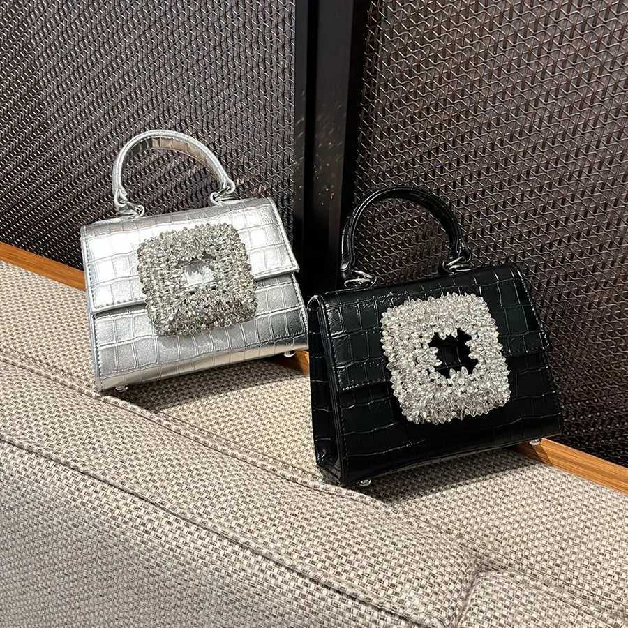 New Wen Alligator Ning Banquet Handbag Rhine Small Square Handbag Shiny Flip Bridal Cluh Crossbody Bag For Wen Sac Y250725