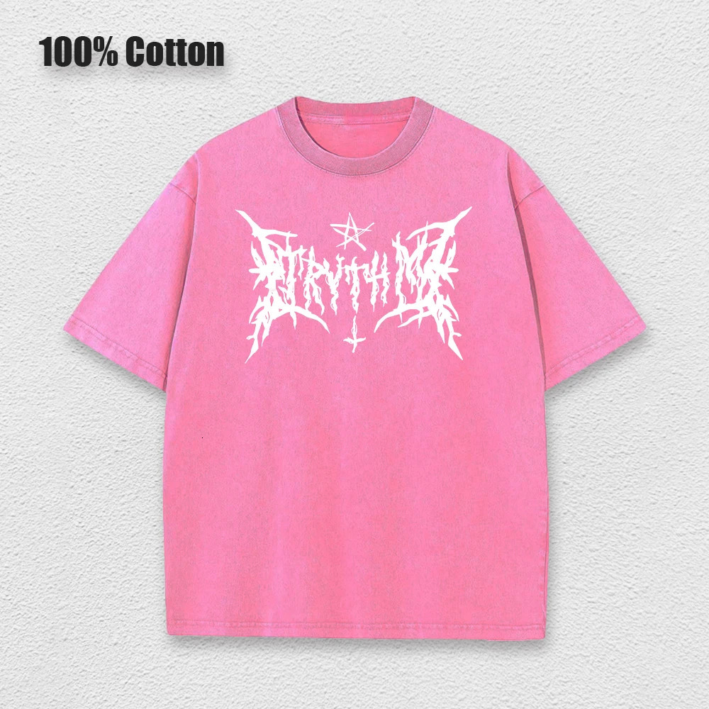 Y2k Hip Hop Vintage 90s Short-Sleeved Oversized T-Shirt Summer Goth Sense Loose Top Streetwear Washed Denim T-Shirt 250714