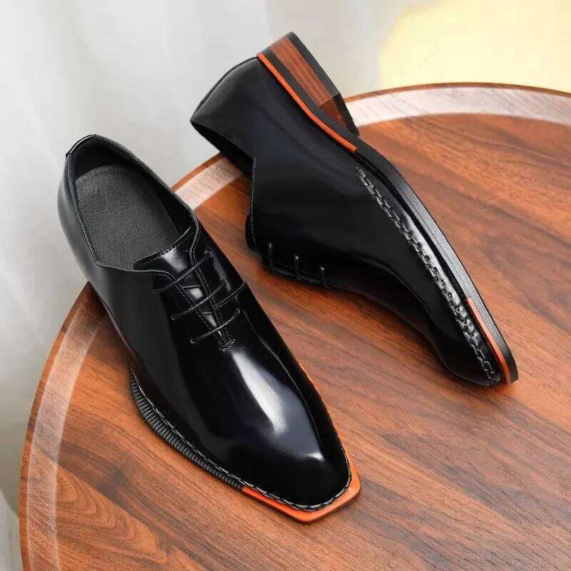 Men High-Gloss Patent Leather Dress Shoes Premium Handcrafted Oxfords with European Square Toe Available in Large Sizes