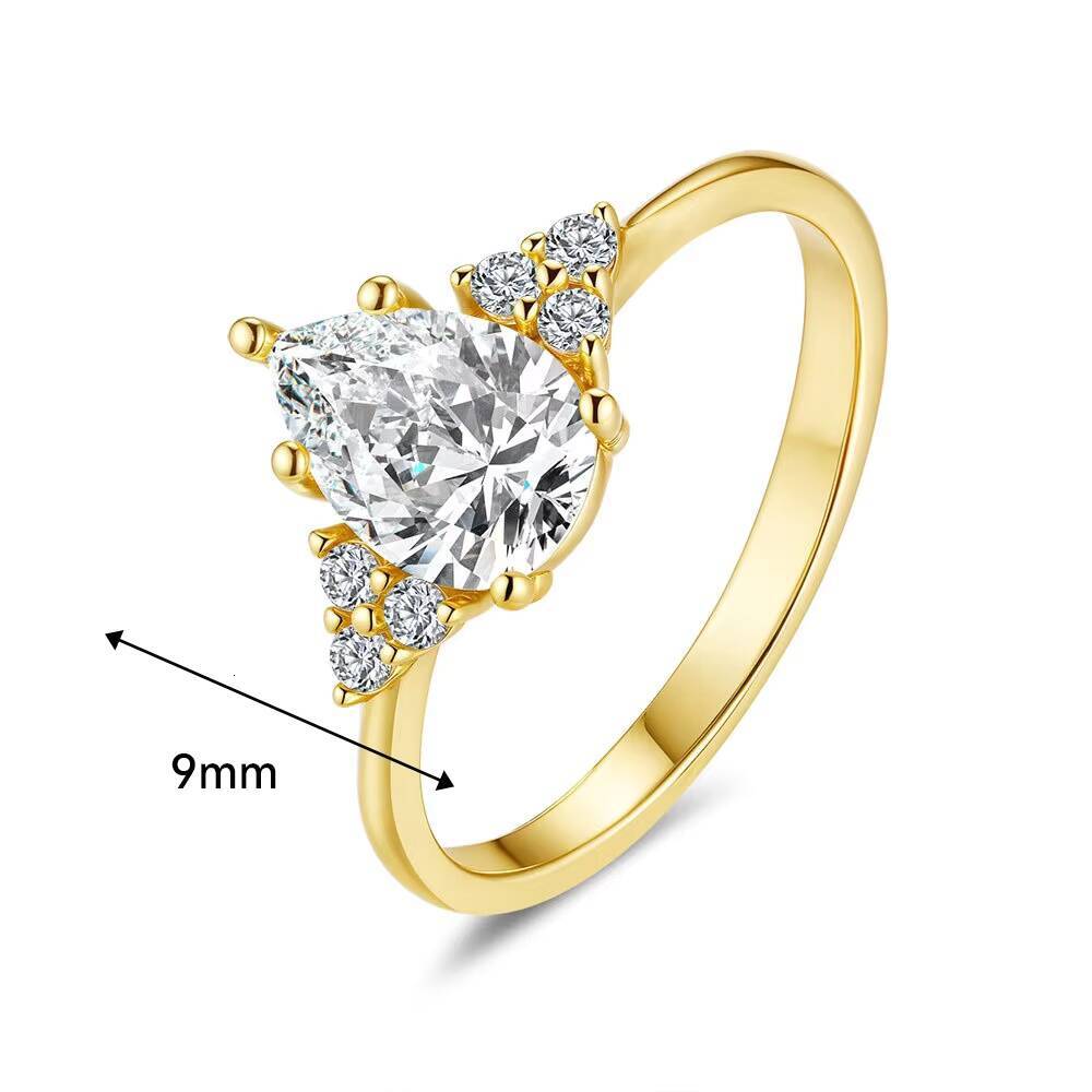 VANFI Retro Gorgeous D-Color VVS Moissanite Ring 925 Silver Gold-Plated Drip Drill Design with Claw Set Playful Style