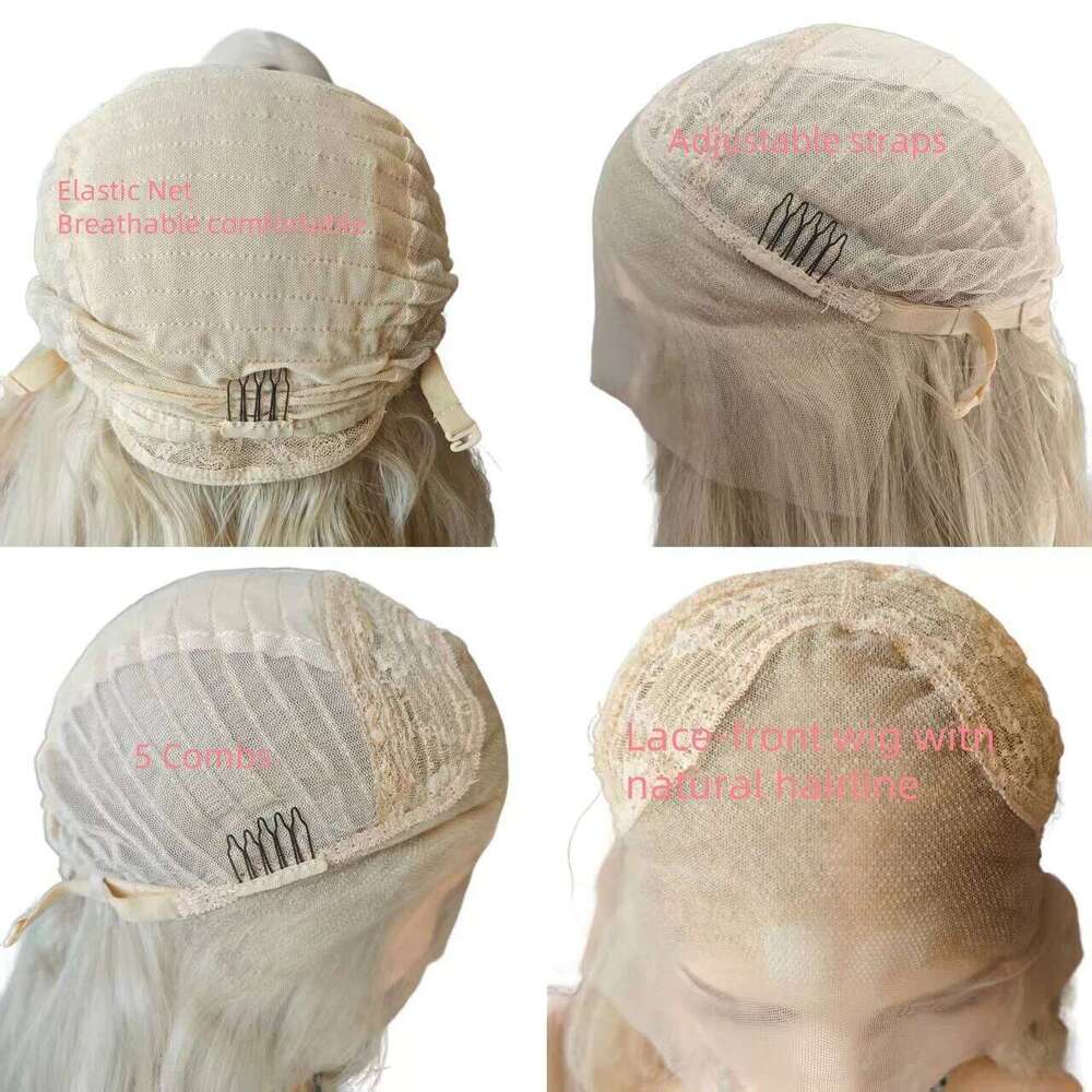 Light Brown Mixed Platinum Blonde Women's wig Glueless Lace Front Synthetic Water Wave Wig Daily Use