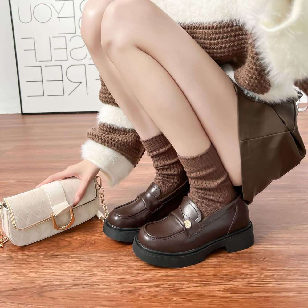Designer Spring New Height-Increasing Thick-Soled Loafers Petite French Campus Style Small Leather Shoes for Women