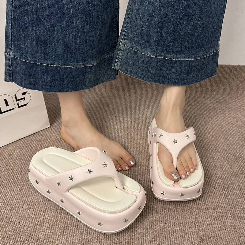 Ddmysports Petite Height Increasing Clip On Flip Flops For Women Outdoor Wear Summer New Fashion Versatile Thick Soled Beach Sandals Outdoor Shoes