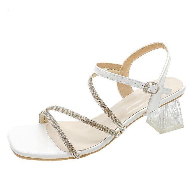 Ddmysports Fairy Style One Strap Sandals For Women Summer New Square Heel Bowknot Rhinestone Open Toe Dress Shoes High Heels Outdoor Shoes