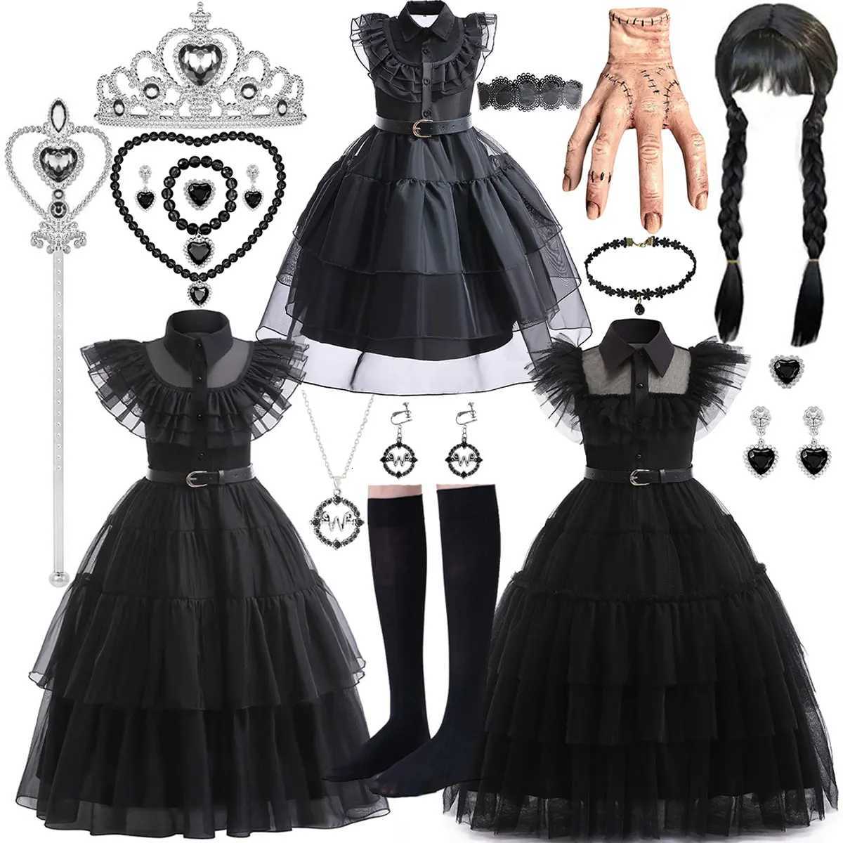 2025 Halloween Girls Cosplay Address Hot Black Dress for Girl Autumn Casual Cute Costume Carnival Easter Par Dress Z250725