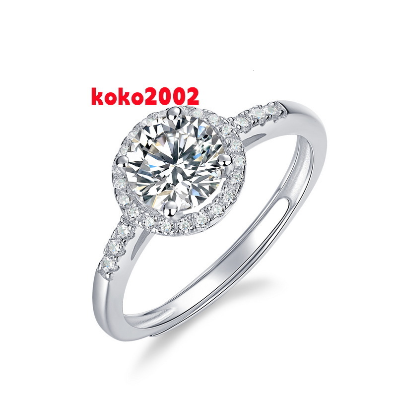 925 Sterling Silver Womens Wedding Ring 1ct 2ct Cut Moissanite Engagement Band with Four Claw Setting Full Diamonds Gift