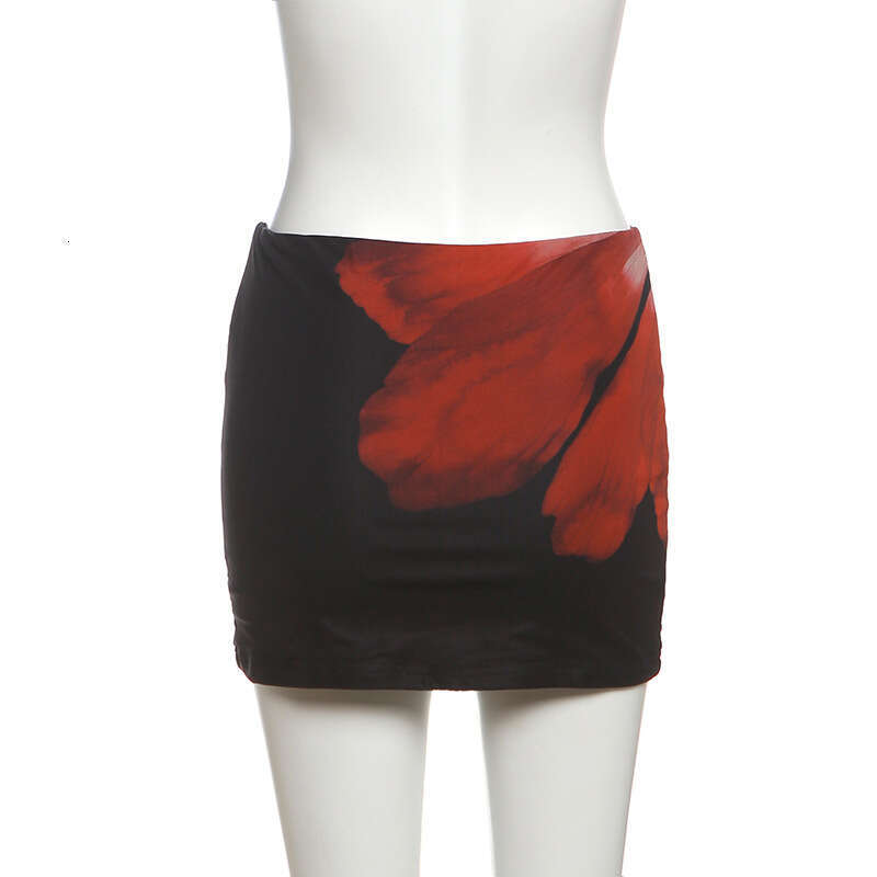 2025 Summer New Slim Fit Versatile Short Top and Bodycon Printed Skirt Set for Women fe7