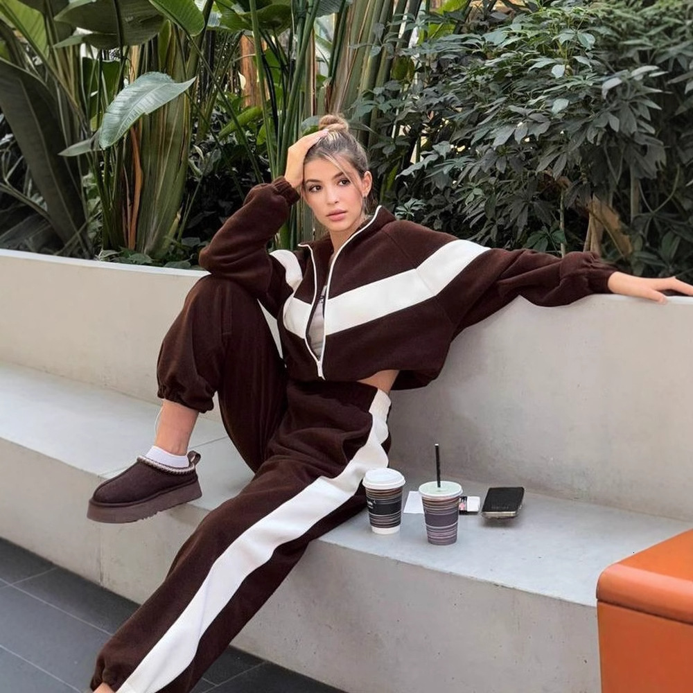 2025 Fashion Set Casual Sports Suit Zipper Cardigan Long Pants Two-Piece Set for Women