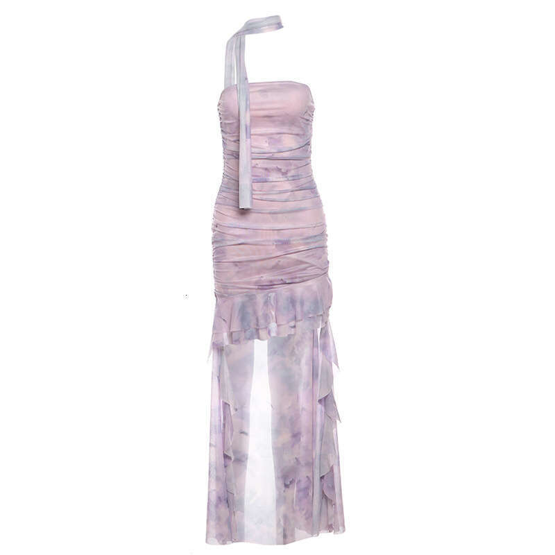 2024 Summer New Women's Solid Color Slim High Waist Fashion Off-Shoulder Tube Dress 7ca