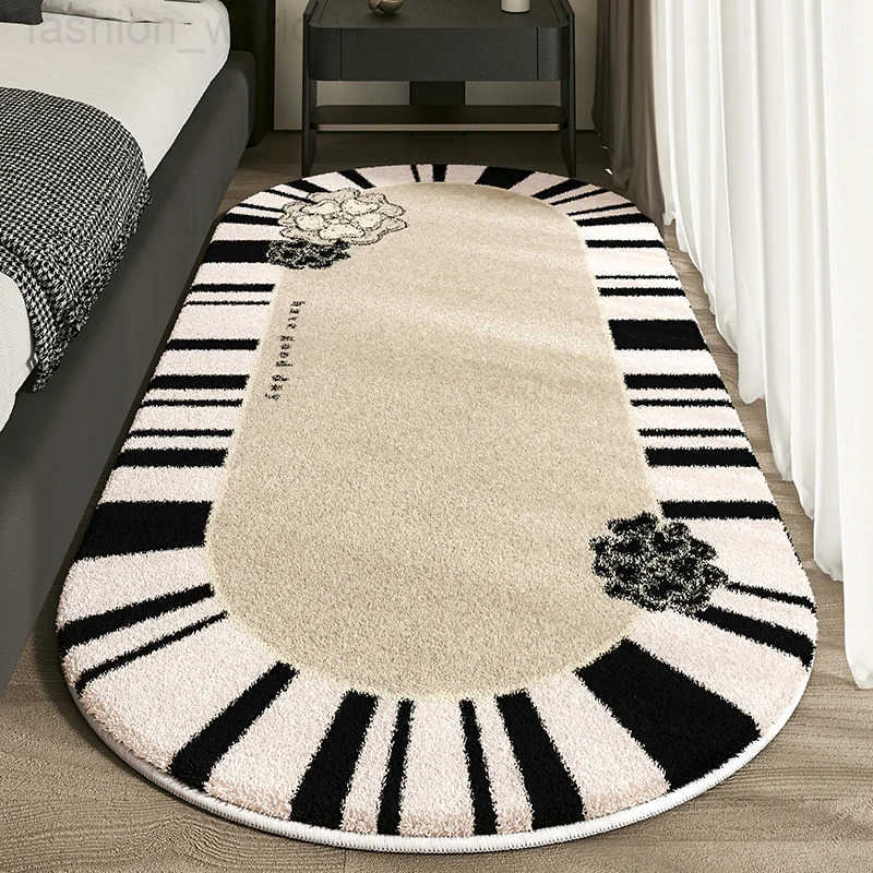 VIKAMA French Soft Plush Carpet Light Luxury Oval Bedroom Bed Blanket Balcony Cloakroom Living Room Carpet Home Decor X250725