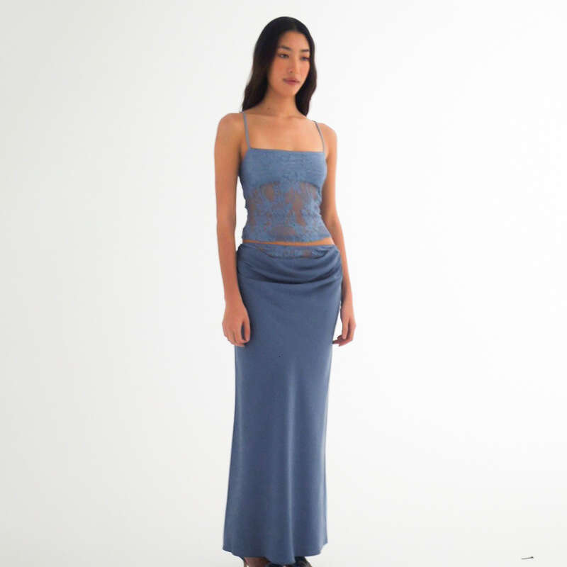 Fst388 Women's Autumn Winter Lace Backless Strapless Spliced Ruched Bodycon Dress Set B5