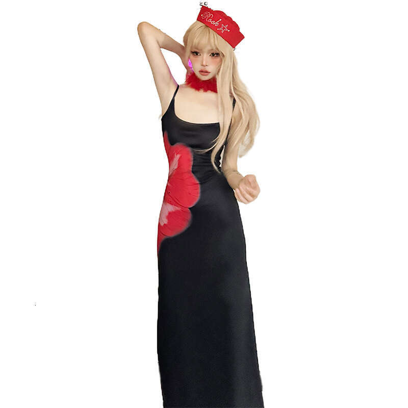 2024 Summer New Women's Sexy Strap Fashion Printed Long Dress 7d0