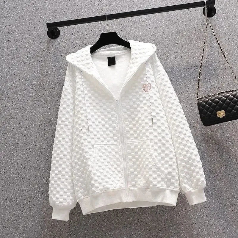 Slim Fit Zipper Cardigan Womens Spring Autumn Thin Loose BF Style Sweatshirt Jacket Casual Comfortable Polyester Fiber 250725