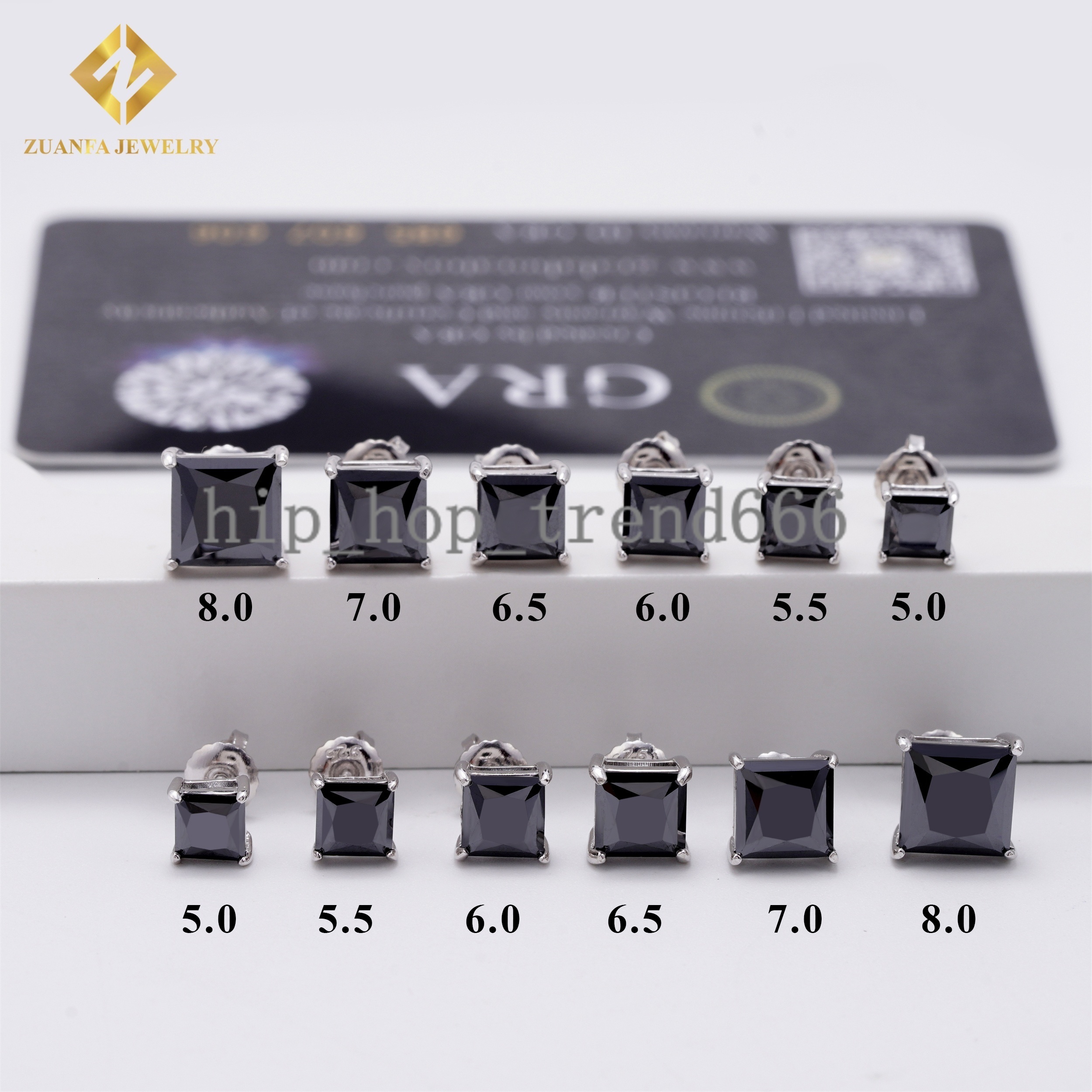 Special Black Moissanite Diamond Hip Hop Stud Earring Princess Cut 925 Sterling Silver Jewelry VVS Moissanite Iced Out Earring