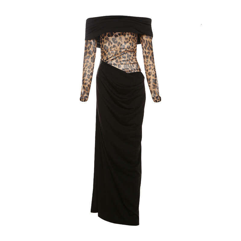 Women's Clothing 2024 Autumn Winter New Street Fashion Sexy Off-Shoulder Long Sleeve Dress 691