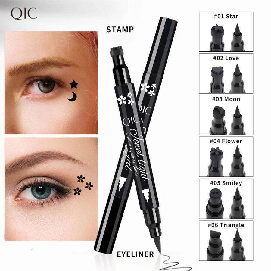 QIC Black Seal Pen Star + Moon Stamp Long-Lasting Eye Liner Pencil Eyes Makeup Cosmetics Waterproof Eyeliner X250725 X250725