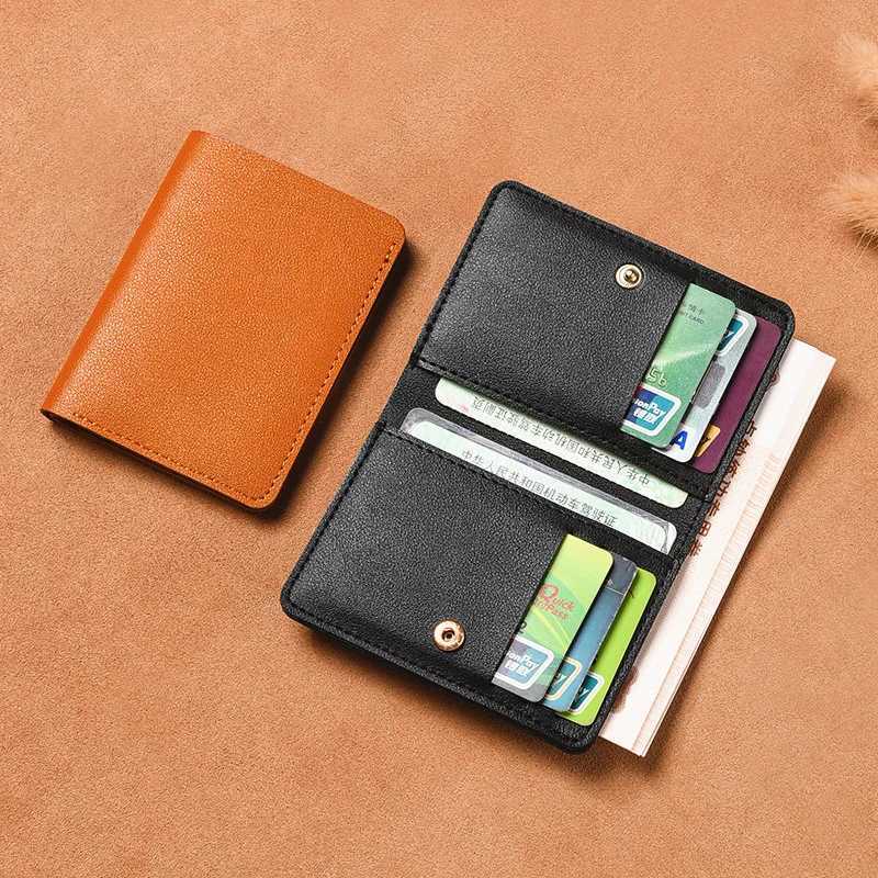 New Mens Wallet With Button Small Purse For Student Soft PVC Drivers License ID Card Bag Women Holder Male Z250725