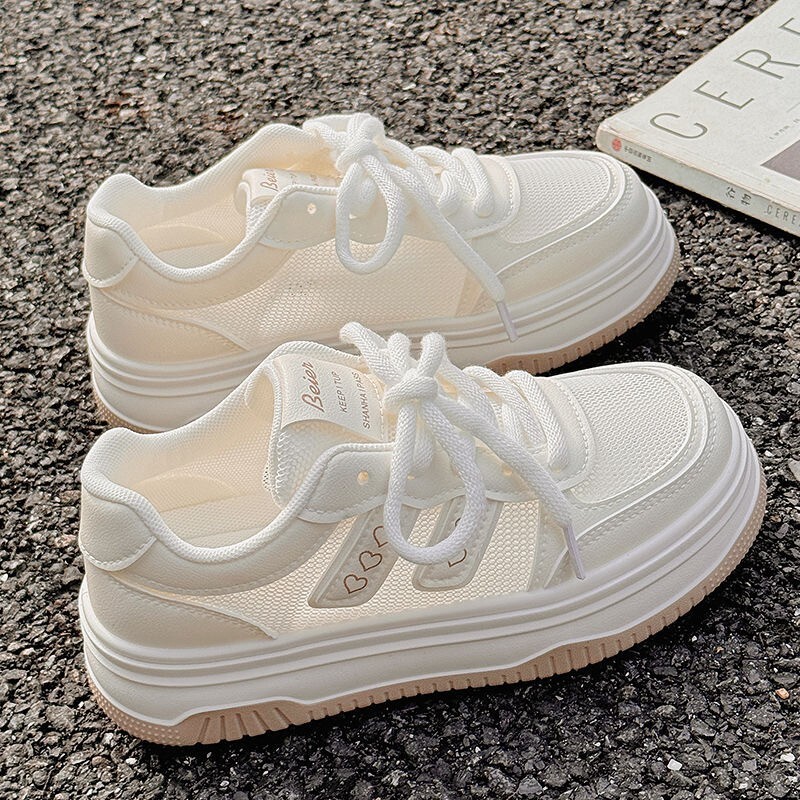 Breathable Mesh White Sneakers Women's Sports 2024 Summer New Fashion Versatile Casual Student Thick Sole Shoes ddmythur