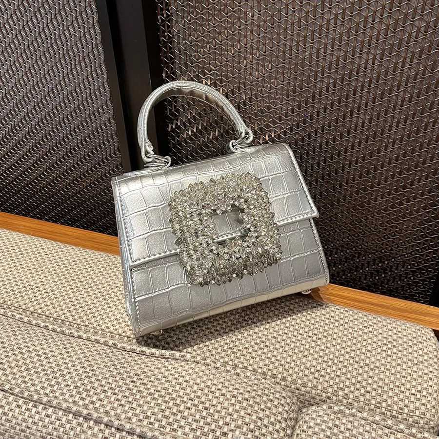New Wen Alligator Ning Banquet Handbag Rhine Small Square Handbag Shiny Flip Bridal Cluh Crossbody Bag For Wen Sac Y250725