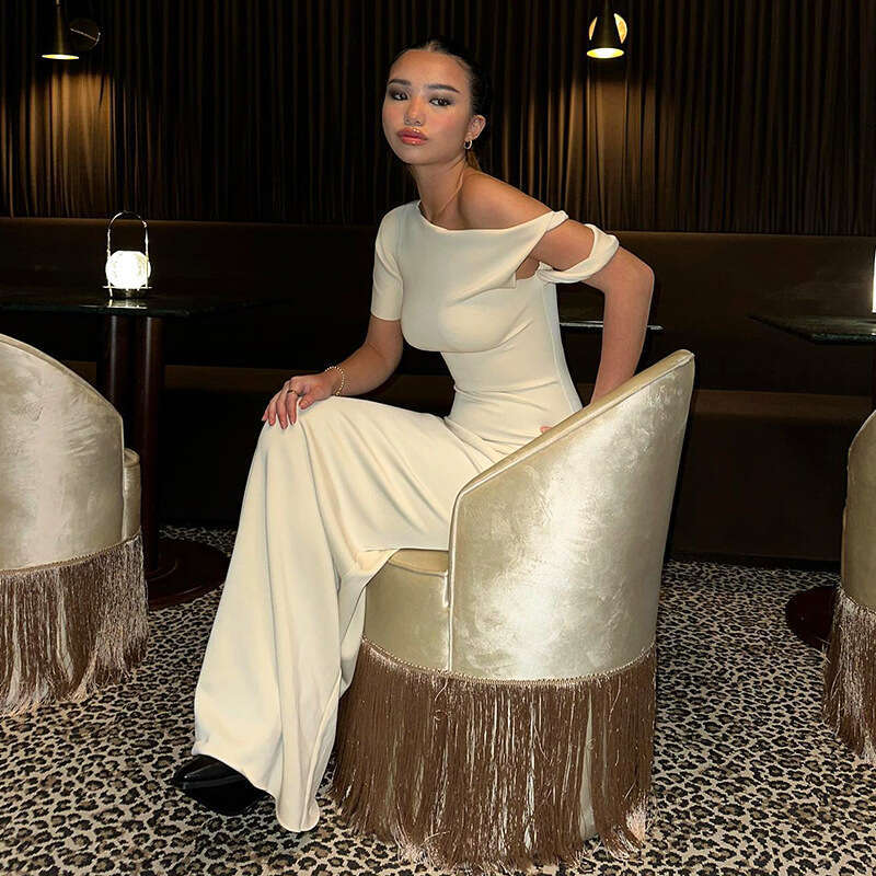 Yds122 Women's Summer New Kylie Same Style One-Shoulder Sexy Bodycon Asymmetric Long Dress B5