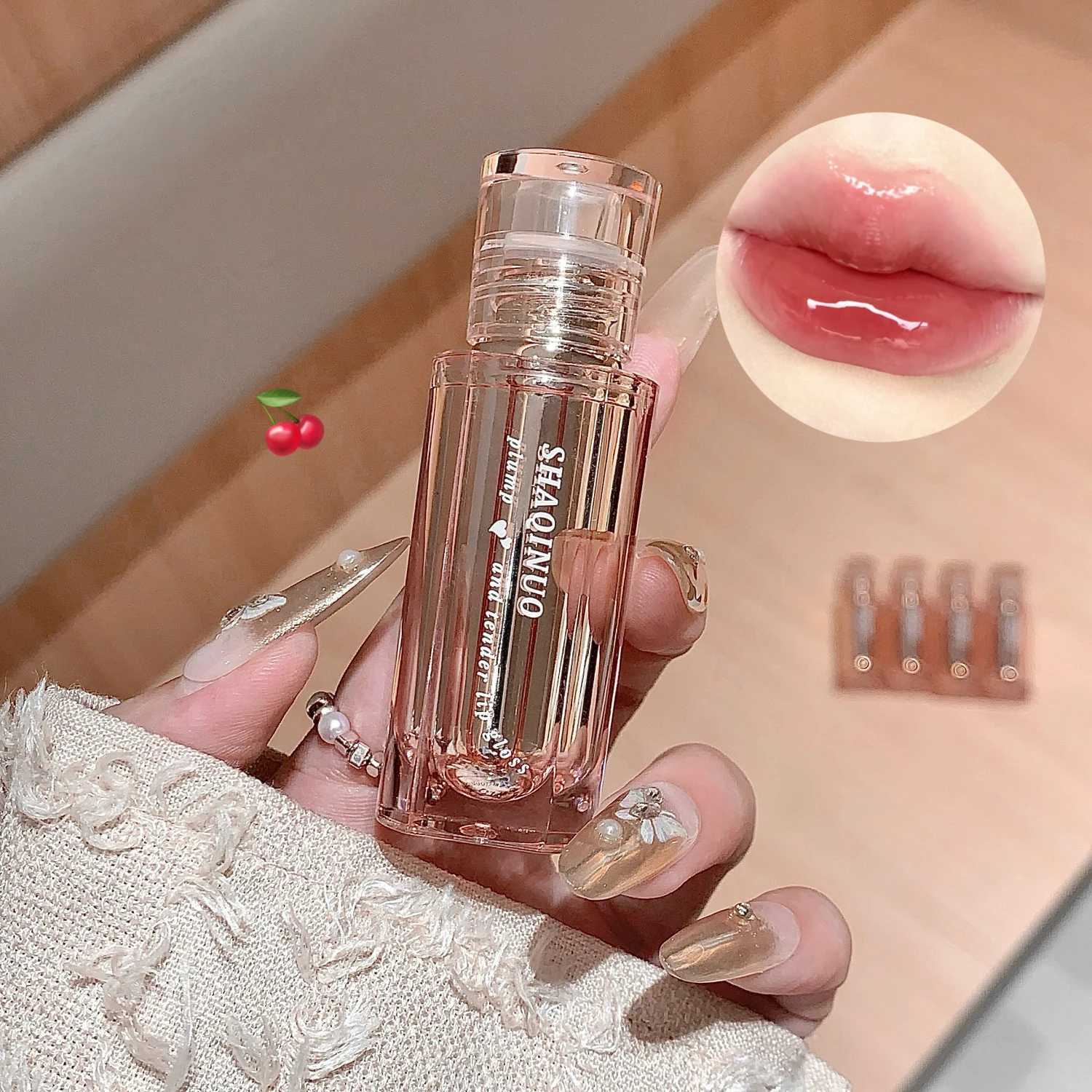 Ice Transparent Lip Gloss Water Light Lip Glaze Lasting Hydration Clear Mirror Liquid Lipstick Moisturizing Non-stick Cup MakeupXJ250724