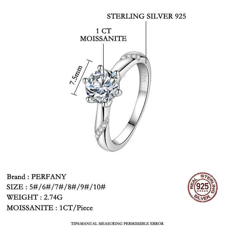 PERFANY 1-3CT Womens Moissanite Ring S925 Pure Silver Six Claw Laboratory Trained Diamond Engagement Ring Wedding Jewelry W250417