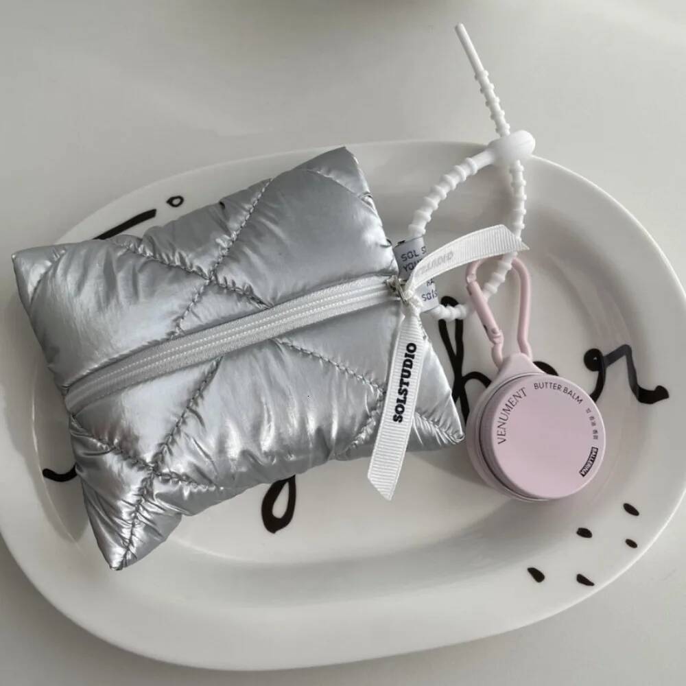 Mini Quilted Cotton Cosmetic Bag Solid Color Travel Coin Purse Soft Portable Small Storage Pouch Zipper Fashion