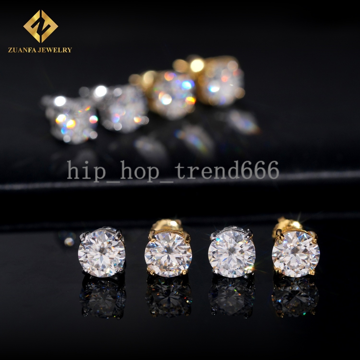 Hip Hop Jewelry Iced Out 7.5mm Screw Back Round Ear Studs Vvs Moissanite Diamond 925 Sterling Silver Earrings