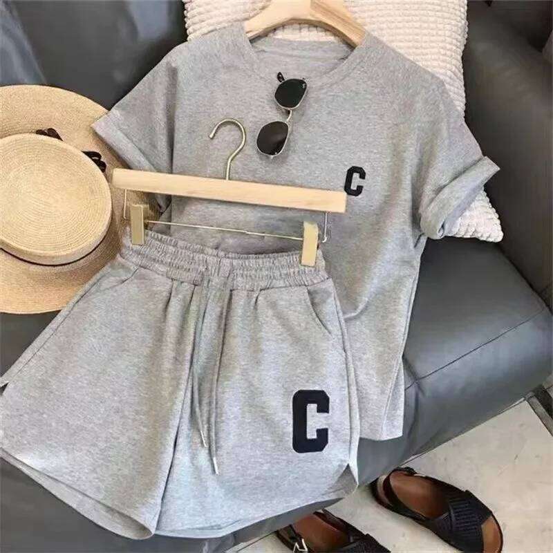 Designer Leisure High Quality 2 Piece Women Summer Loose Sleeve T-Shirt Shorts Sports Print Letter Casual Suit Large Size Short Pamas Set