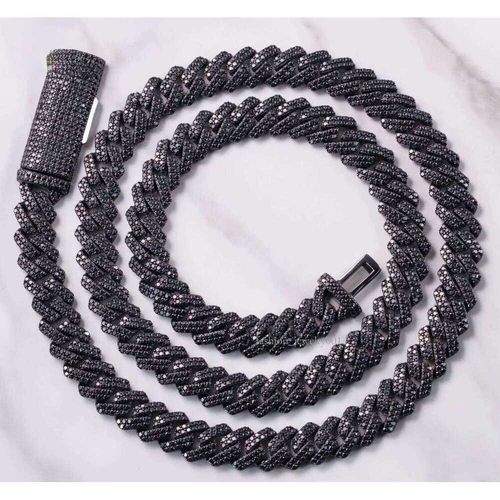 New Product Black Necklace Bracelet 9mm 10mm 12mm 13mm Sier Iced VVS Moissanite Cuban Chain with GRA