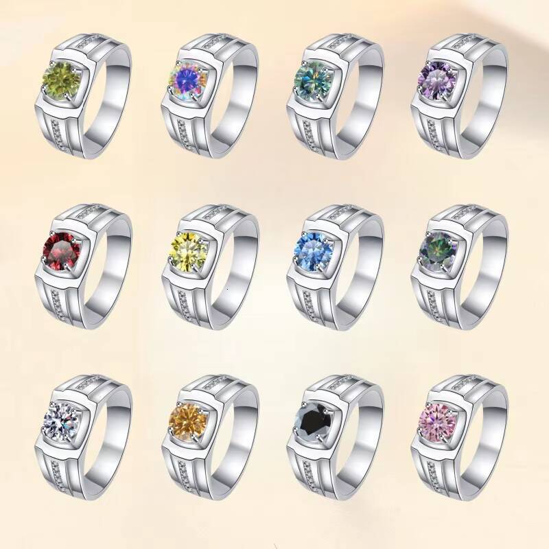 A Fashionable Moissanite Silver Ring with a Solid and Simple Texture