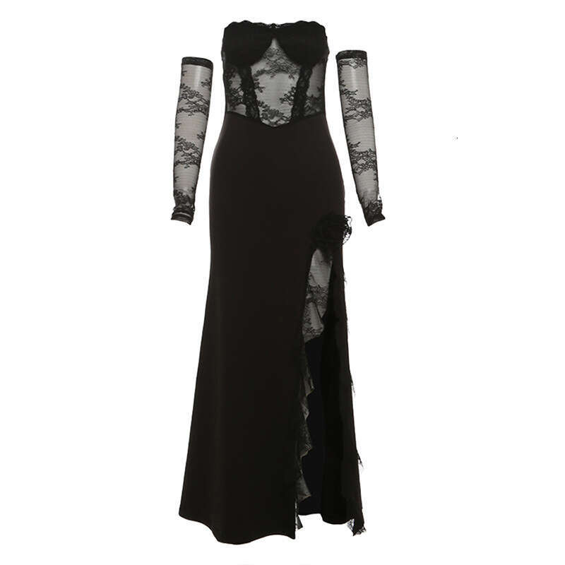 2024 Autumn New Women's Solid Color Slim High Waist Fashion Off-Shoulder Tube Dress 8c3