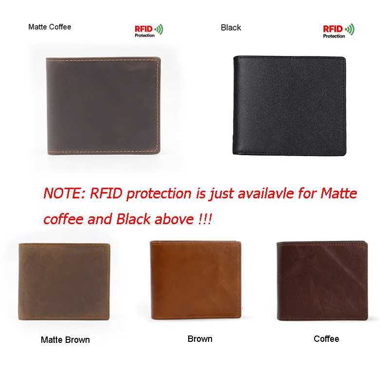RFID Blocking Mens Oil Wax Skin Wallet Man Vintage Cow Genuine Leather Wallet Male Handmade Billfold Coin Purse Short Wallet Z250725