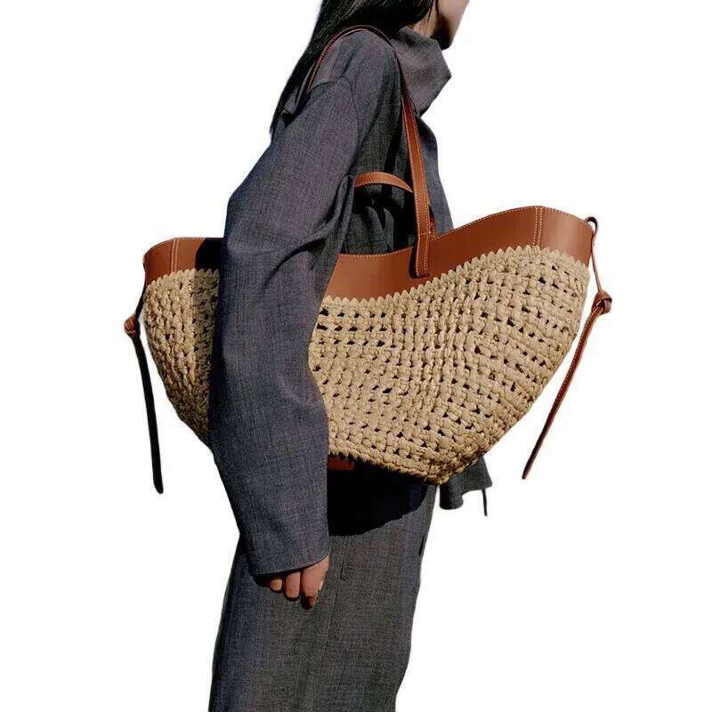 2025 Retro Artistic Casual Tote Single-Shoulder Handbag, Large-Capacity Straw-Woven Large Bag, Women's Bag