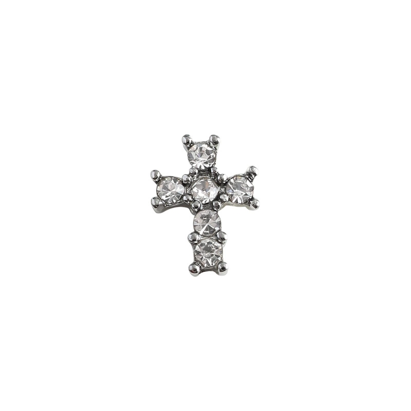 Punk-Inspired Diamond Cross Nail Art Set with Spiked Edges & Y2K Aluminum Plating