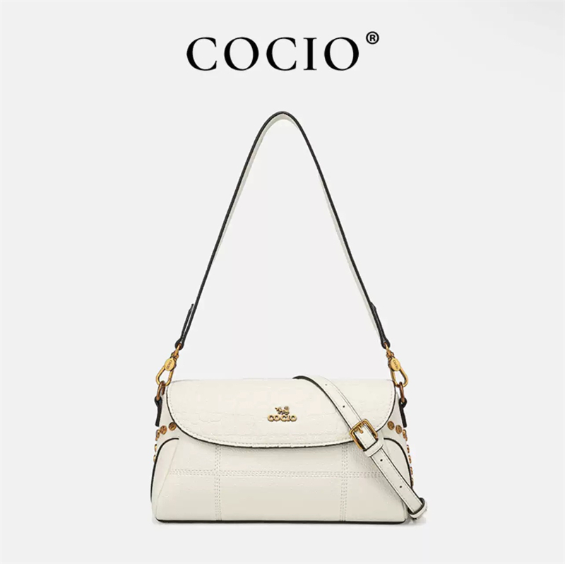 COCIO designer bag New minimalist and versatile high-quality baguette bag casual leather armpit bag womens handbag