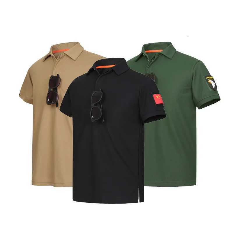 Mens Quick Dry Embroidered Polo Shirts Summer Plus Size Breathable Clothes Tactical Elastic Plain Turn-down T-shirts Y250724