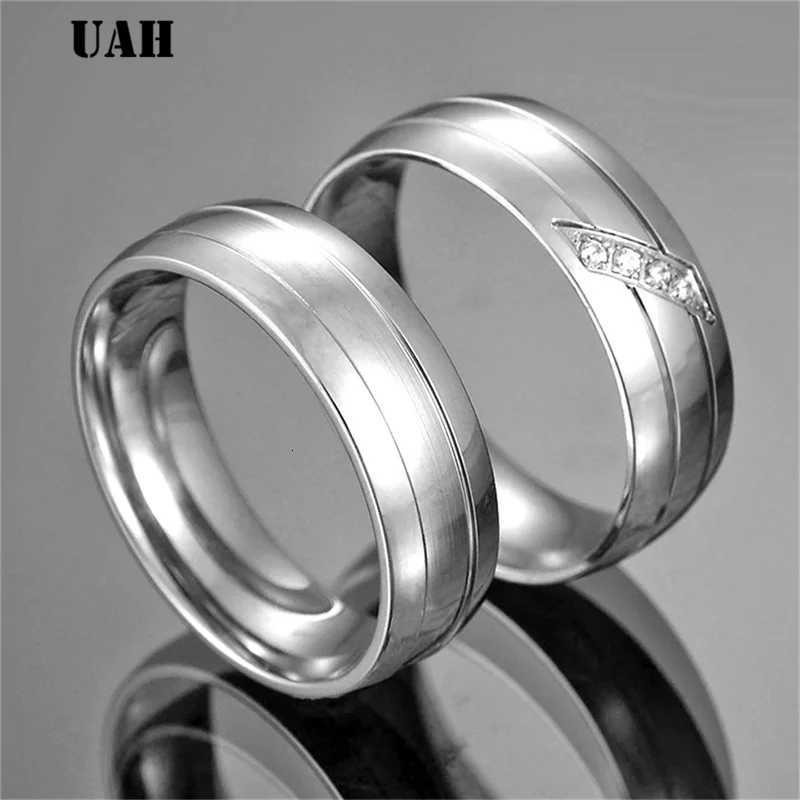 Simple Couple Titanium Steel Wedding Zirconia Ring Mens Jewelry Anniversary Wedding Best Fashion Gift W250417