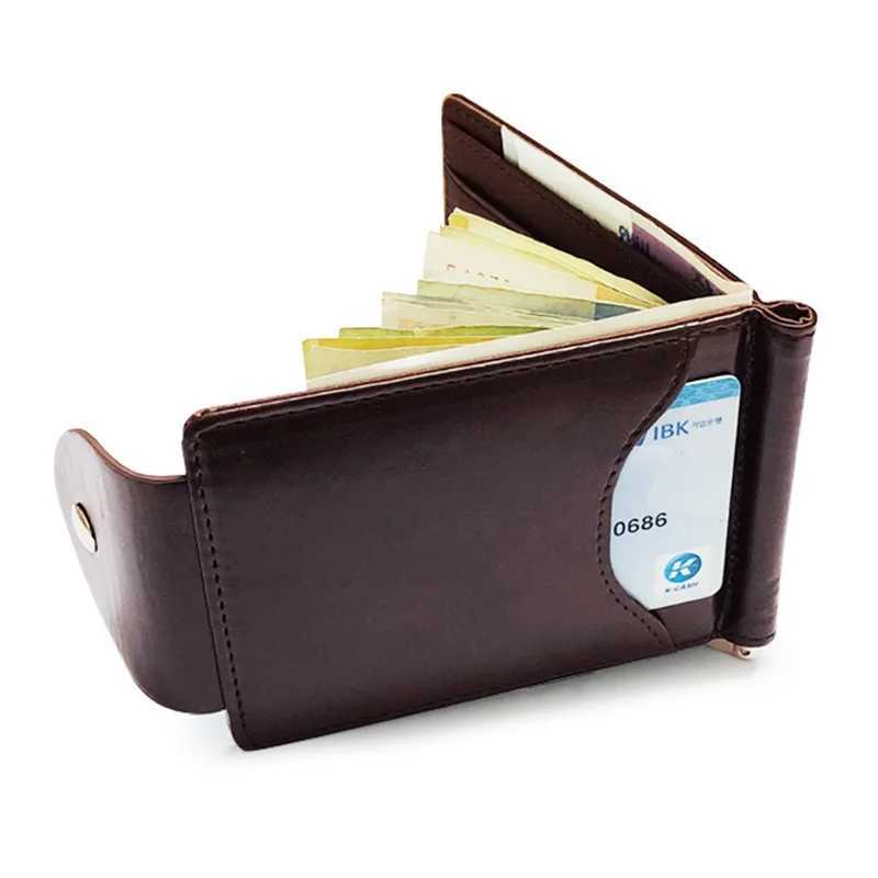 New Fashion Short Small Mens Leather Money Clip Wallet With Metal Clamp Mini Purse For Male Cash Holder 4 Colors Z250725