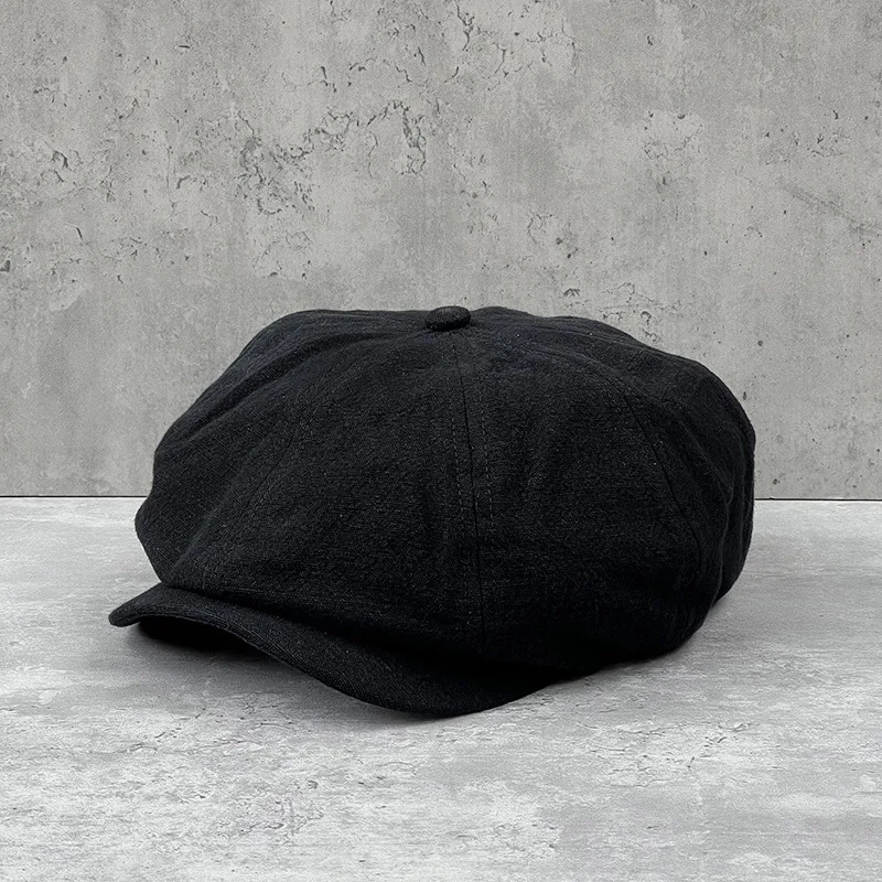Cotton Linen sboy Caps Plus Size 63CM Men Spring Summer Thin Retro Beret Hat Fashion Casual Octagonal Hats 250723