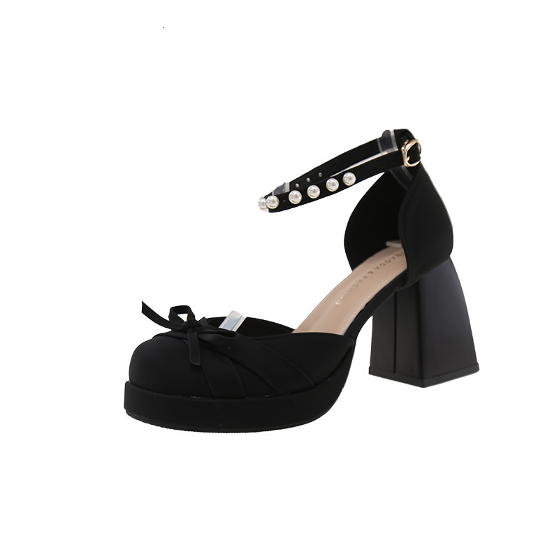 Ddmysports French Bowknot Chunky Heel Mary Jane Shoes For Women New Summer Fairy Style With Skirt Strap High Heels Outdoor Shoes