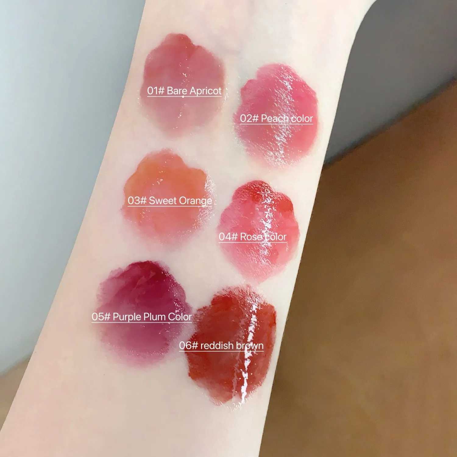 6 Shades of Moisturizing Plumping Hydrating Lip Gloss Mirrored Gloss Lipstick Shimmering Dewy Jelly Lipstick Non-GreasyXJ250724