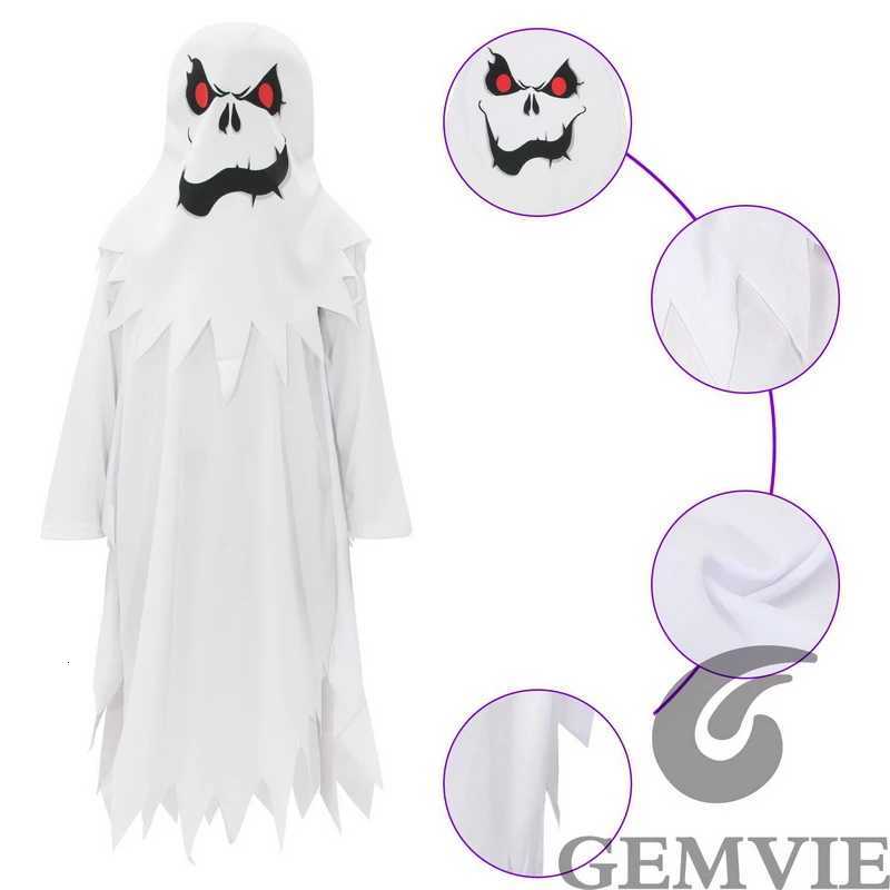 Halloween Boys Girls White Ghost Scary Cosplay Costume for Kid Child Stage Performance Carnival Par Dress Up Suit Z250725