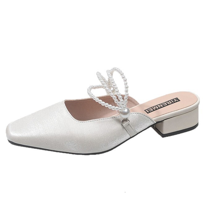 Ddmysports French Style Chunky Heel Fairy To Match Dresses Satin Wedding Daily Wear Versatile Mature Mary Jane Shoes High Heels Outdoor Shoes