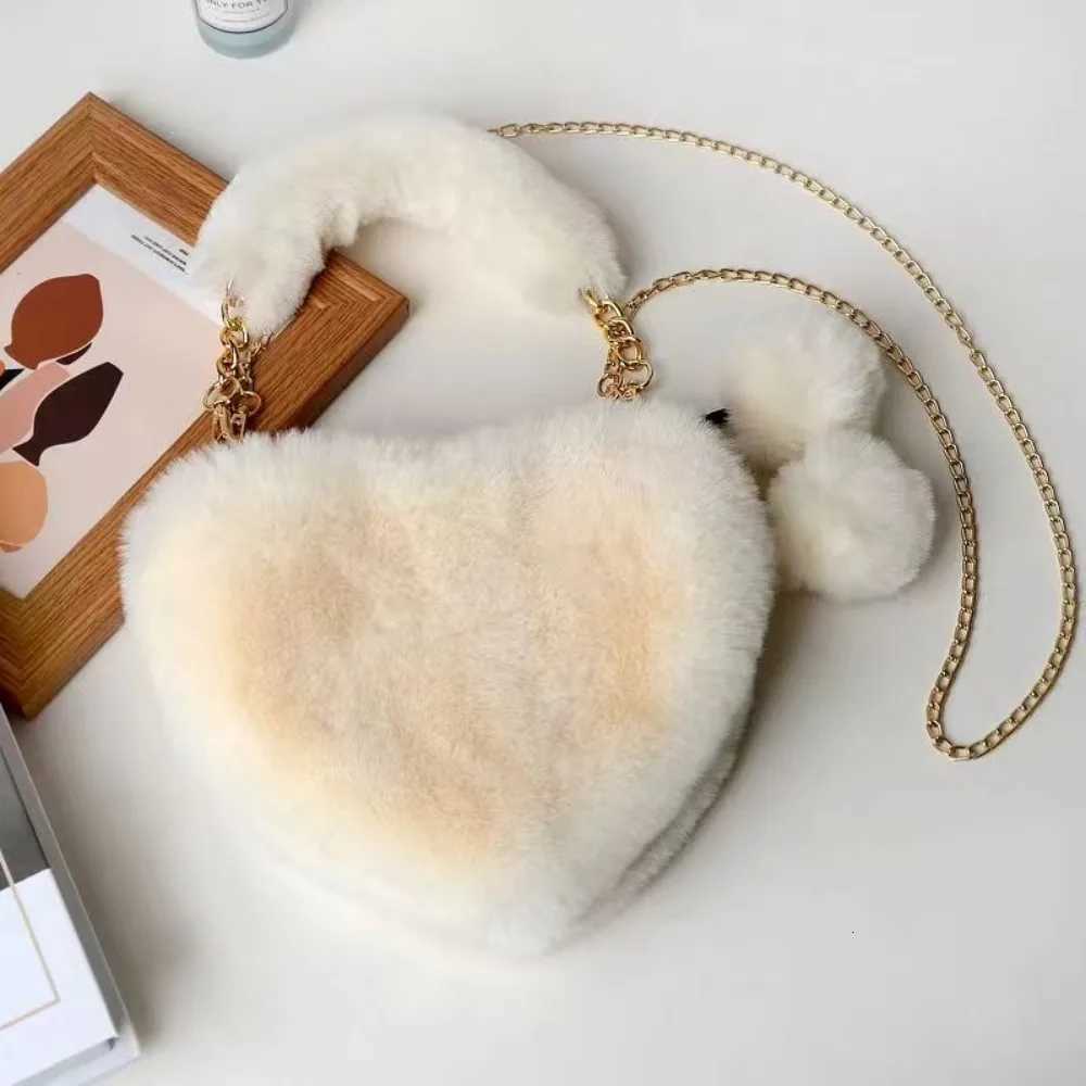 Plush Handbags Faux Fur -shaped Wen Fluffy Ladies Chain Shoulder Bag Fi Fem Versatile Furry Daily Clutch Purse Y250725