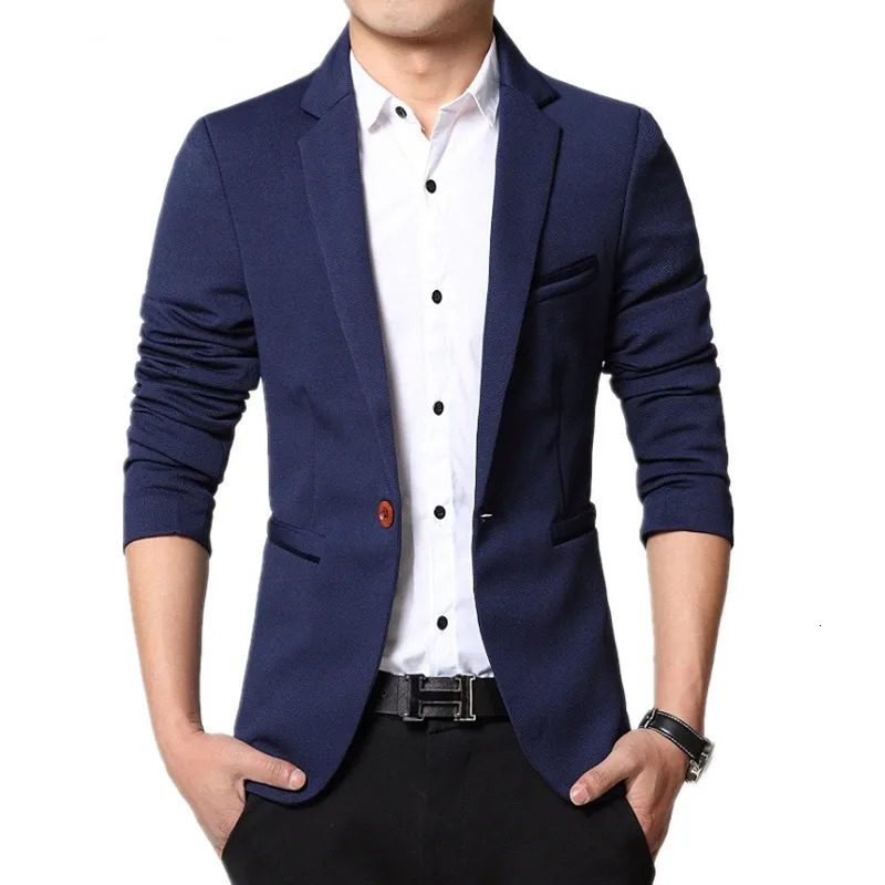 2024 Men Slim fit Fashion Blazer Suit Jacket Black Blue Red Plus size L to 5XL Male Blazers Mens Coat Wedding Dress 250725