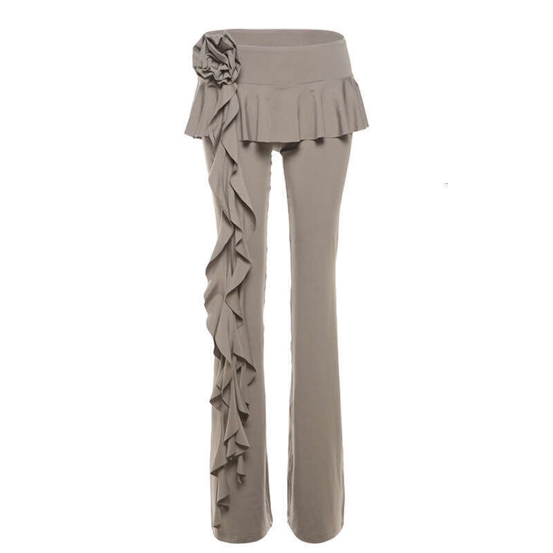 2024 Summer New Women's Solid Color Fashion Floral Ribbon Straight Casual Pants 9f4