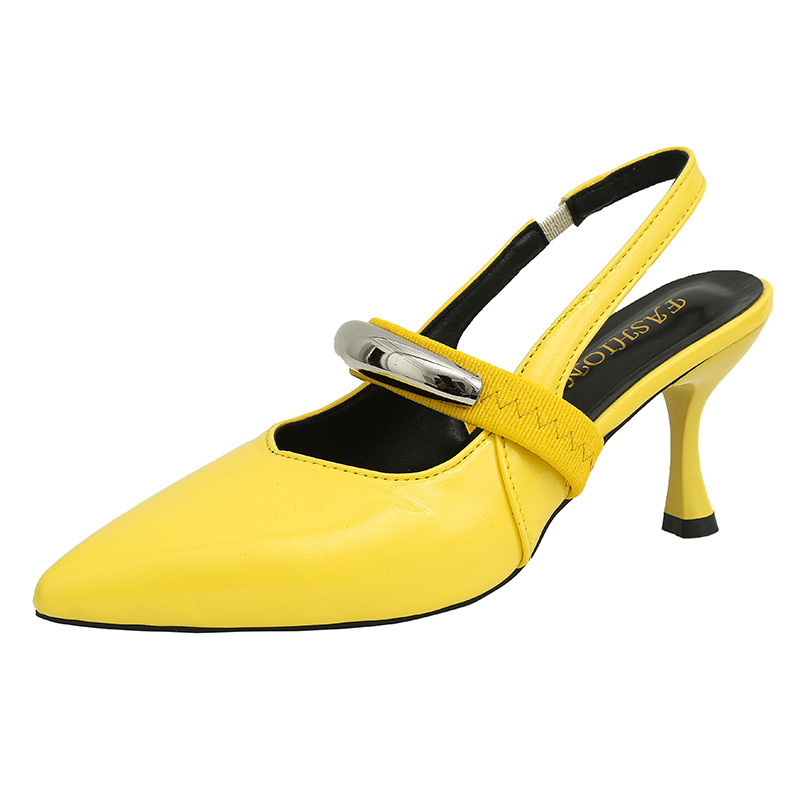 Ddmysports French Style Pointed Stiletto Heels With Silver Buckle For Women Spring Summer New Fashion Closed Toe Backless Sandals Outdoor Shoes