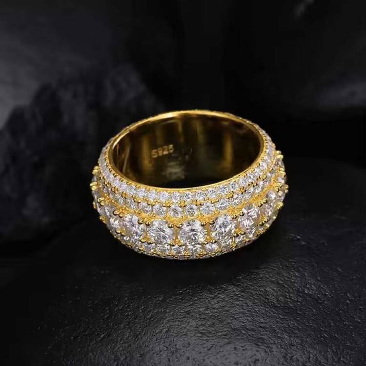 High Quality 925 Sterling Silver Vvs Grade Moissanite Wedding Ring Locket Hip Hop Initial Rings Gor Men Silver Cocktail Ring