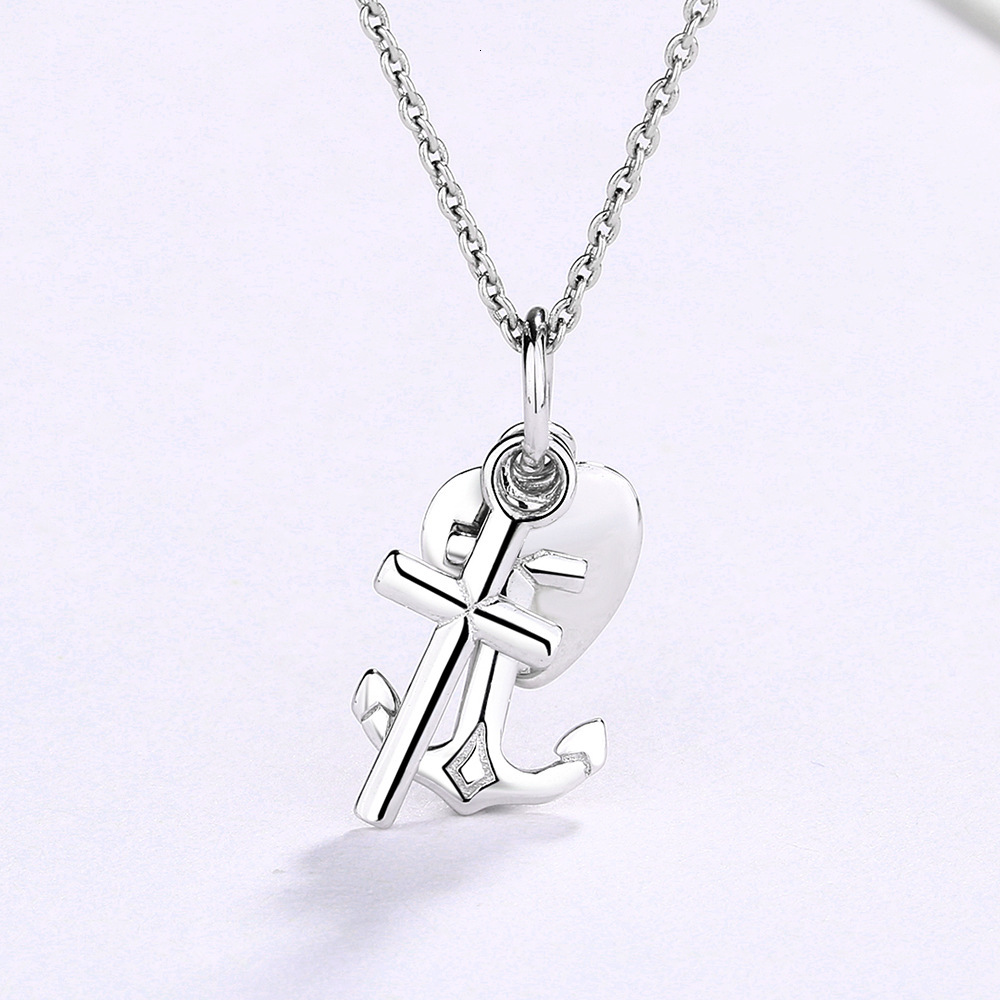 Sterling Sier Heart-shaped fashion Anchor Cross Pendant Women Necklace Jewelry Jewelry for Women